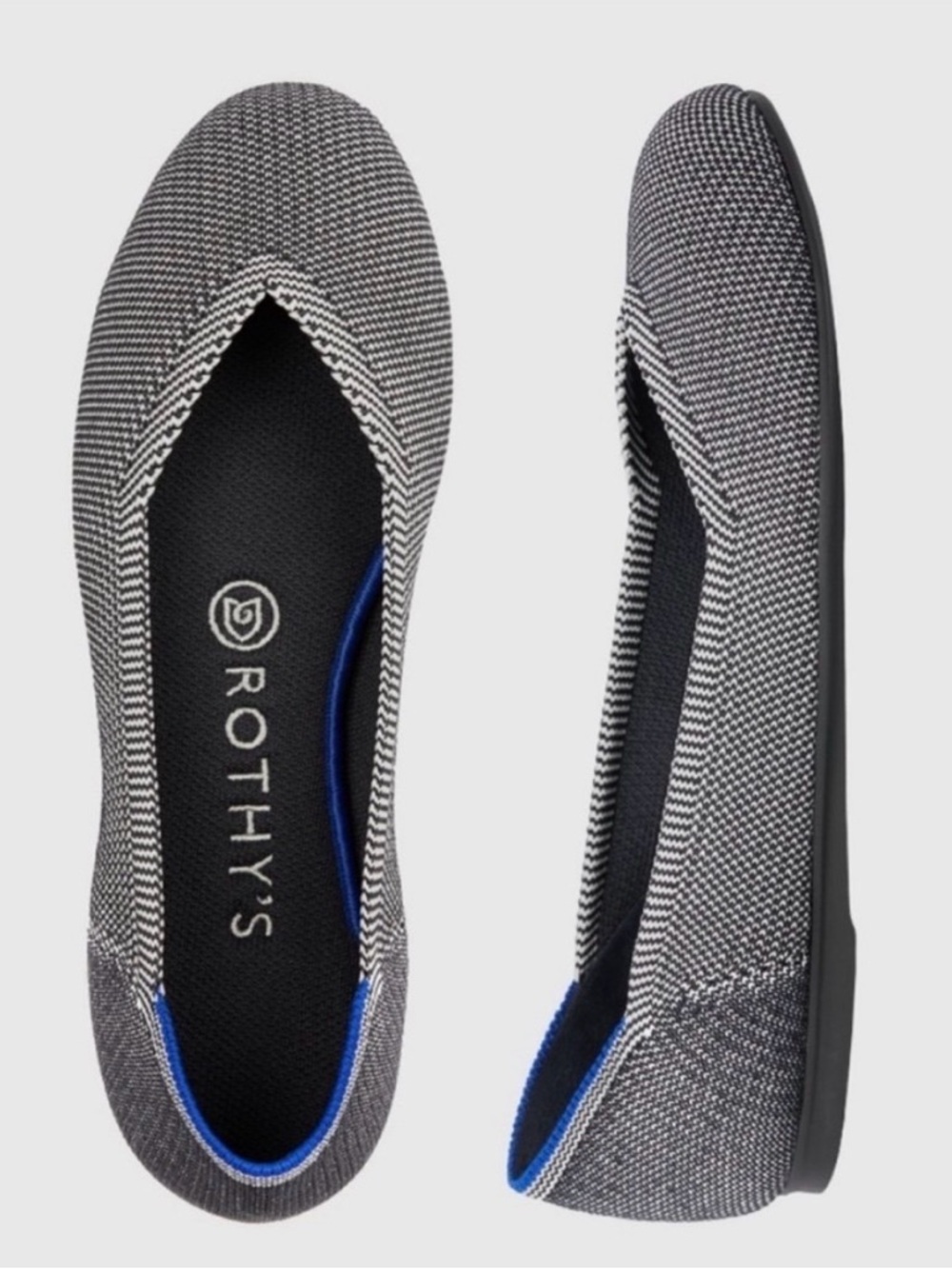 Rothy's The Flat Round Toe in Grey Birdseye Size 8.5